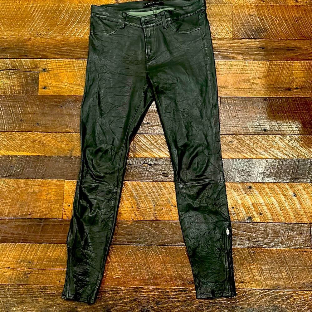 Dark green leather pants
